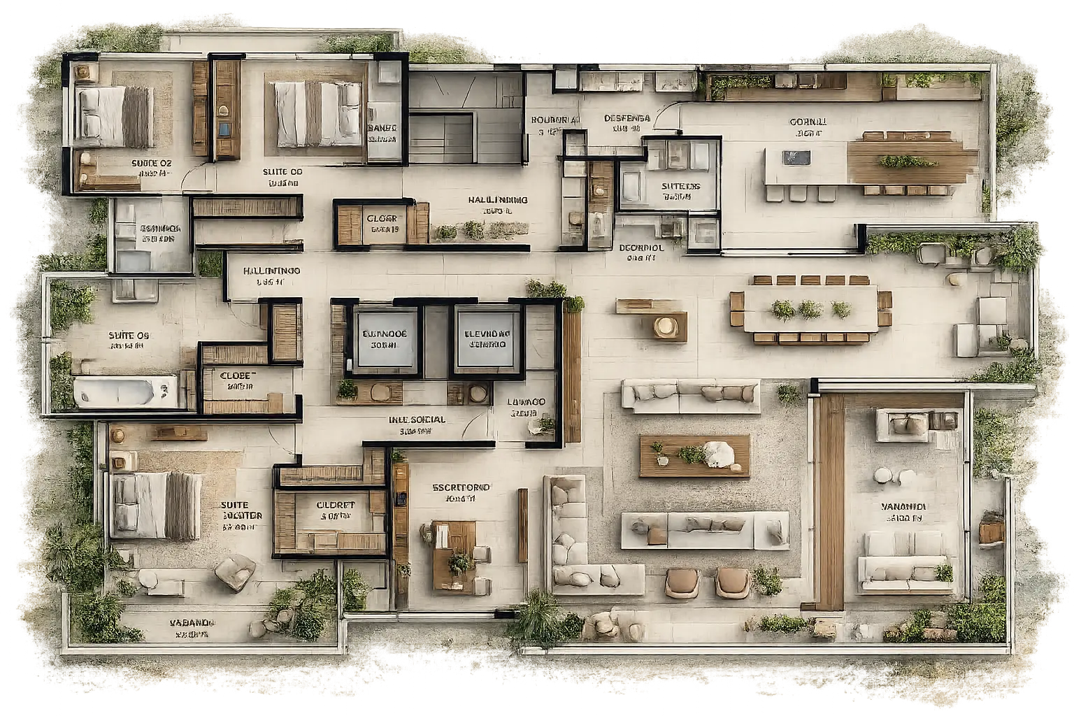 Planta arquitetônica de um imóvel